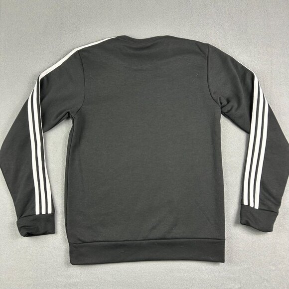 Adidas Sweatshirt Mens Crew Neck 3 Stripes Fleece Pullover Primegreen (Black, S) - Picture 4 of 6